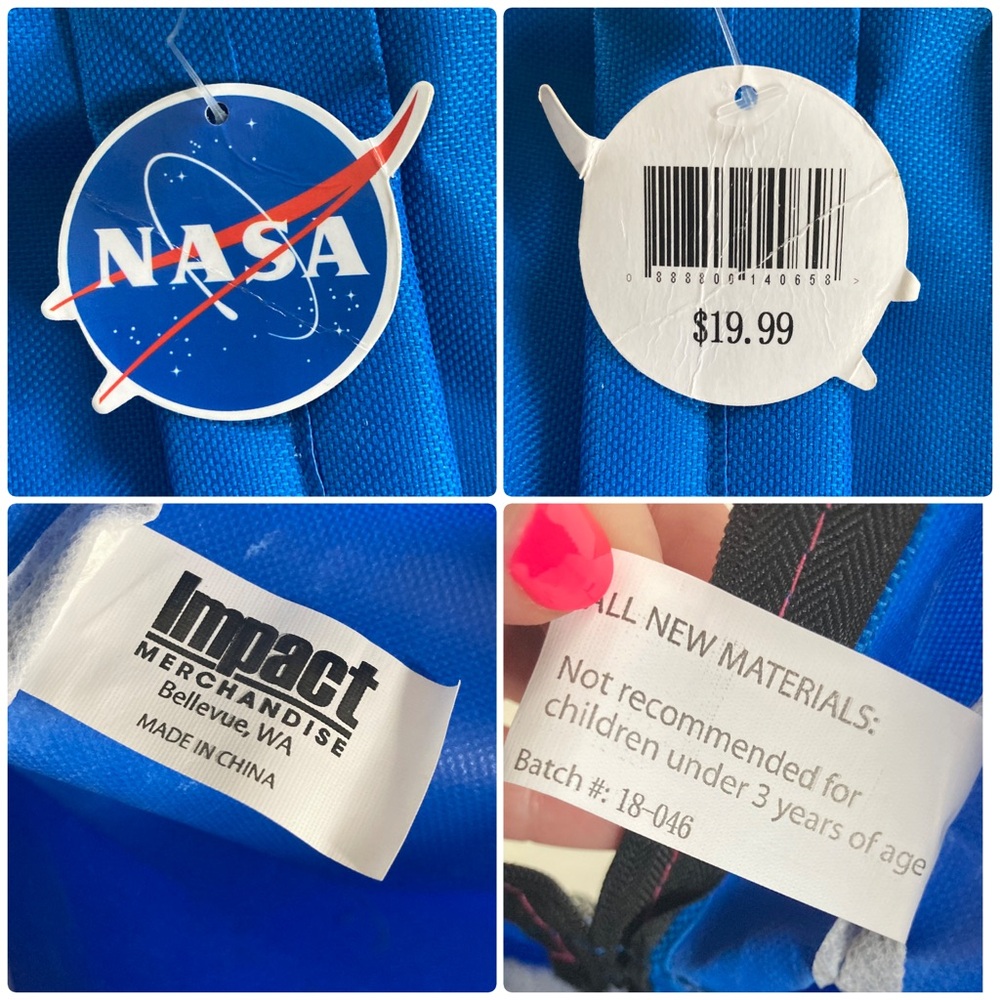 Kids NASA Space Shuttle Atlantis Planets 3D School Backpack with TAGS 12" x 10" - Picture 7 of 11